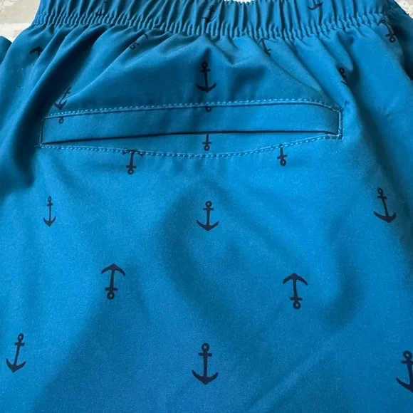 Nautica Men's Teal Anchor Swim Shorts - Picture 3 of 7